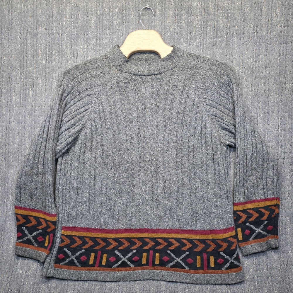VTG 90s Native Nits Sweater‎ XL Aztec Southwestern Wool Ramie Mock Neck Tribal